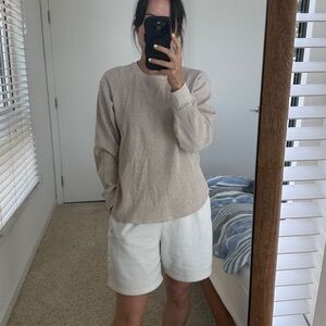 Uniqlo Waffle Crewneck Sweater - Taupe - Medium